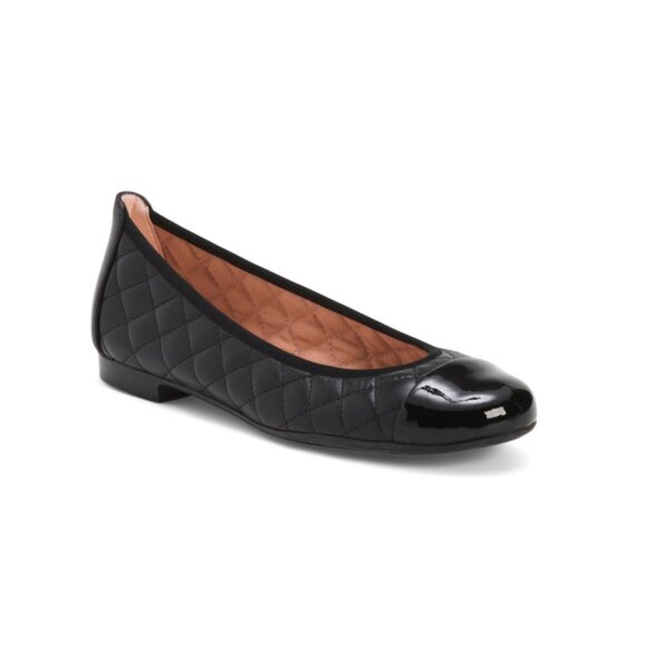 PRETTY BALLERINAS Black Made In Spain Leather Shirley Quilted Ballet Flats - Picture 1 of 2